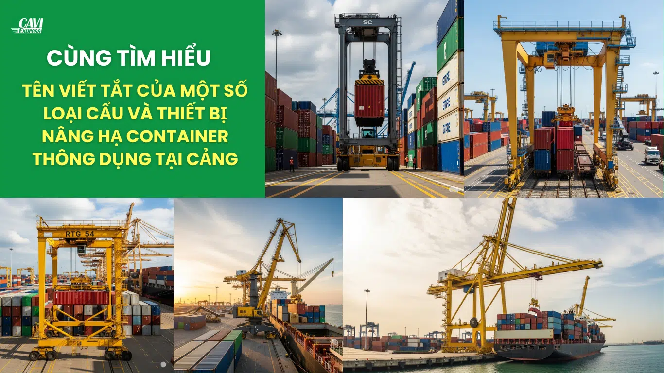 TÊN VIẾT TẮT CỦA MỘT SỐ LOẠI CẨU NÂNG HẠ CONTAINER